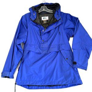 REI Vintage Gore-Tex Anorak Jacket Raincoat Mens M/L (by Measure) Blue Lined